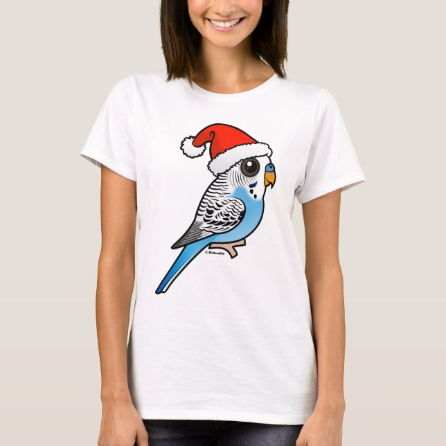 Camiseta Azul de Santa Budgie (Anverso)