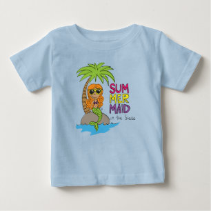 Camiseta azul de sirena linda de verano para bebé