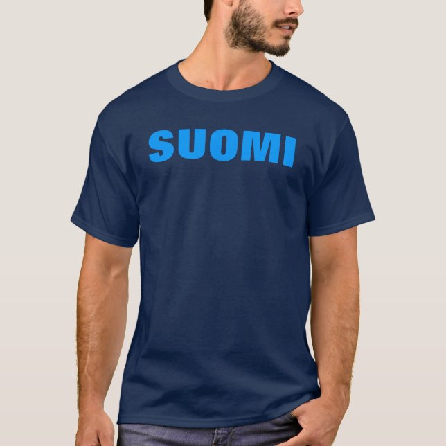 Camiseta Azul de SUOMI (Finlandia) en T azul (Anverso)