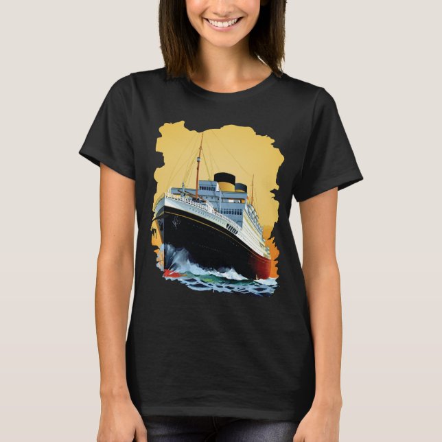 Camiseta azul de viaje de crucero de transatlántic (Anverso)