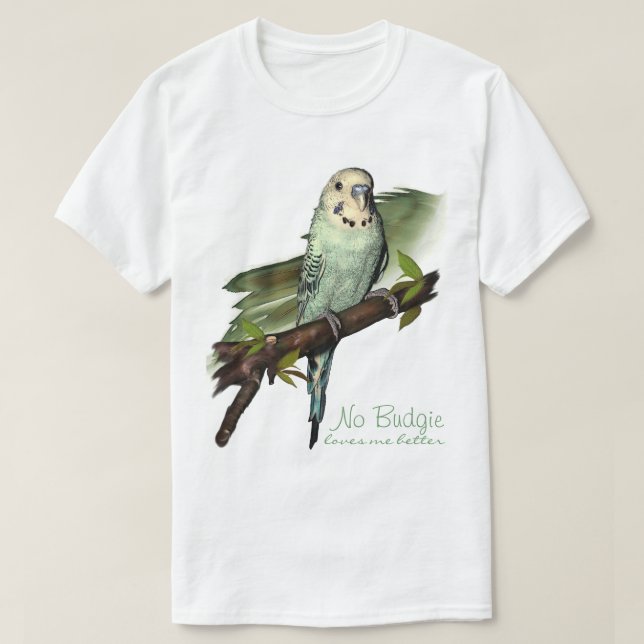 Camiseta azul del arte de Budgie (Diseño del anverso)