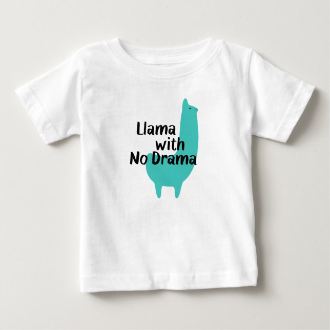 Camiseta azul del bebé de la llama (Anverso)