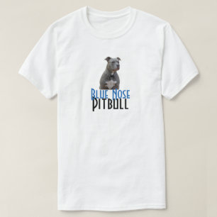 Camiseta azul del blanco de Pitbull de la nariz
