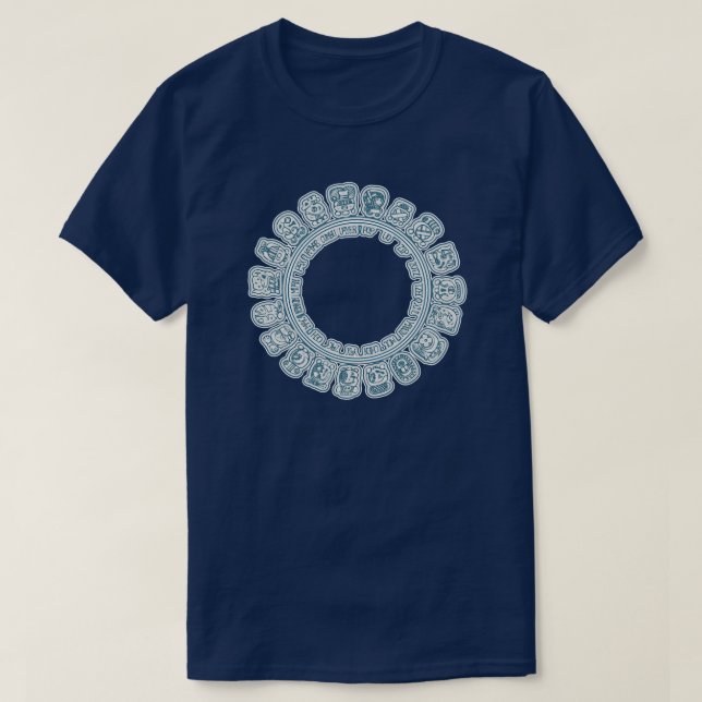 Camiseta Azul del calendario del maya (Diseño del anverso)