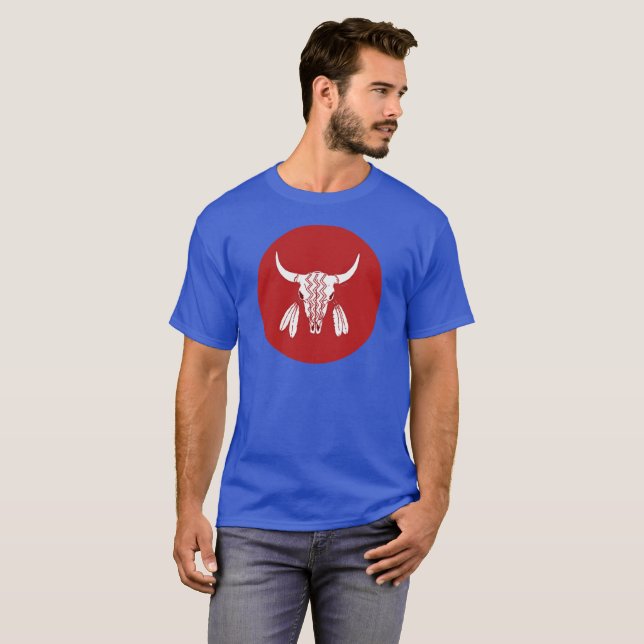 Camiseta azul del círculo del baile fantasma rojo (Anverso completo)