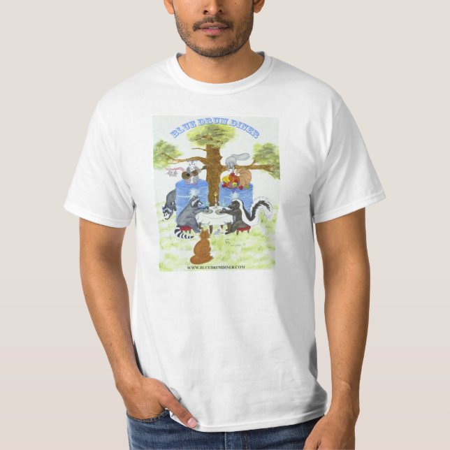 Camiseta azul del comensal del tambor (Anverso)