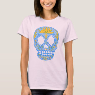 Camiseta (azul) del cráneo del azúcar