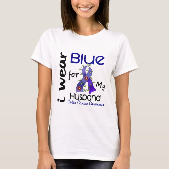 Camiseta Azul del desgaste del cáncer de colon I para mi (Anverso)