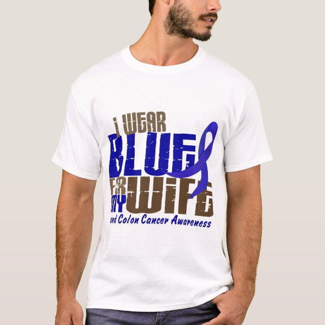 Camiseta AZUL del DESGASTE del cáncer de colon I PARA MI (Anverso)