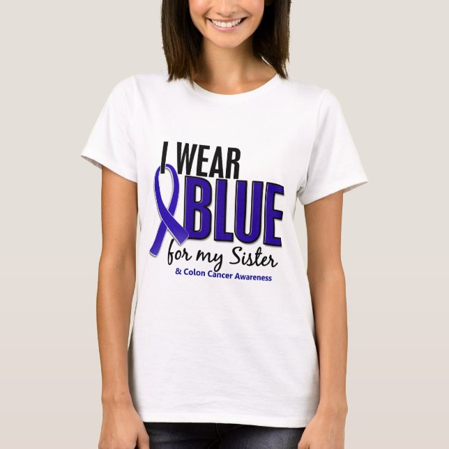 Camiseta Azul del desgaste del cáncer de colon I para mi (Anverso)