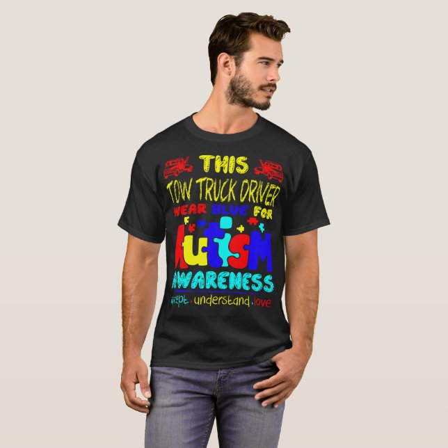 Camiseta Azul del desgaste del conductor de grúa para la (Anverso completo)