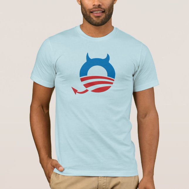 Camiseta Azul del diablo de Obama (Anverso)