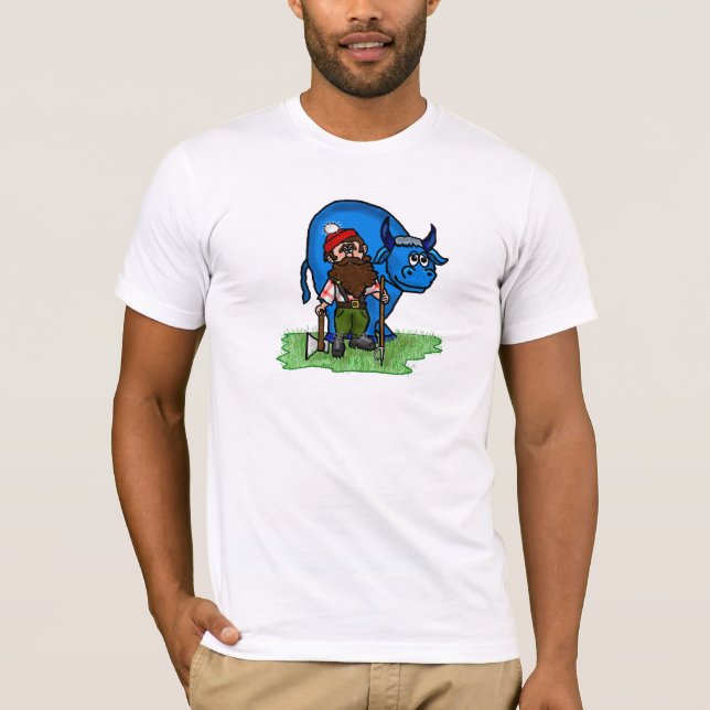Camiseta azul del dibujo animado del buey de Paul (Anverso)