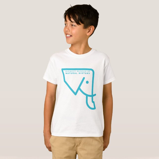 Camiseta azul del elefante del MMNH de los niños (Anverso completo)