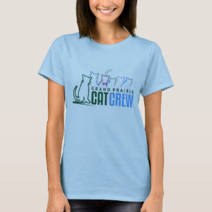 Camiseta azul del equipo del gato del logotipo