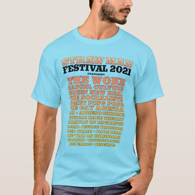Camiseta azul del Festival Straw Man (Anverso)