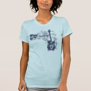 Camiseta Azul del gráfico 2 de la guitarra
