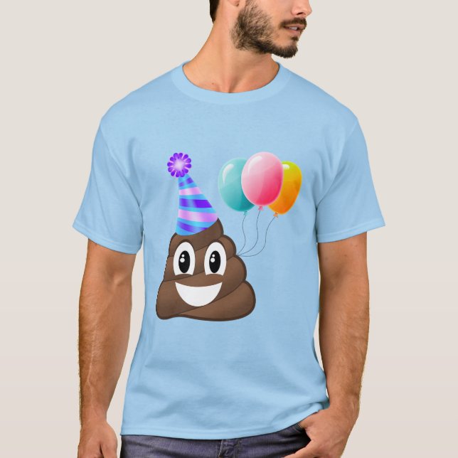 Camiseta azul del impulso de la emoji de la fiesta (Anverso)