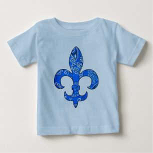 Camiseta azul del pañuelo de la flor de lis