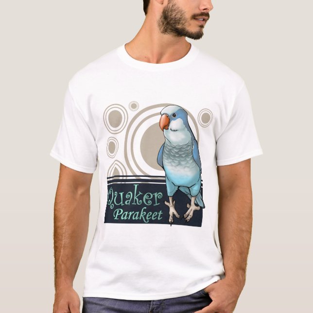 Camiseta azul del Parakeet del Quaker (Anverso)