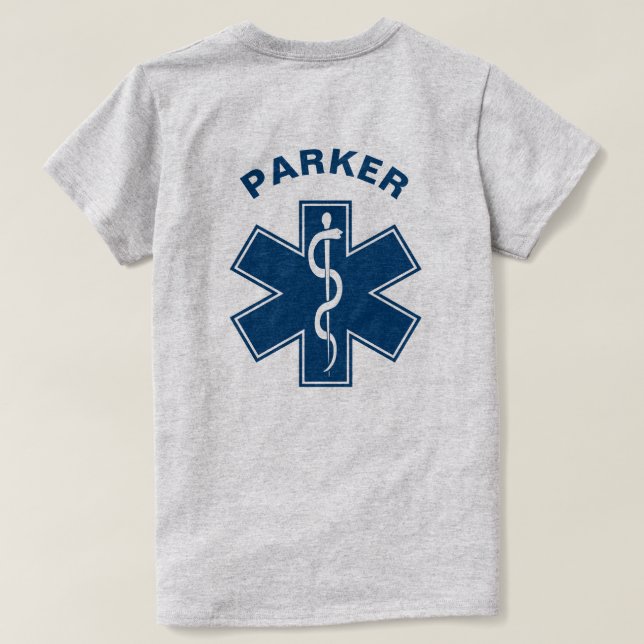 Camiseta Azul del paramédico de EMT el ccsme (Reverso del diseño)