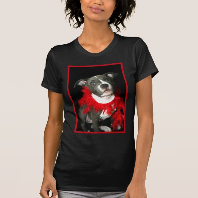 Camiseta azul del perrito de Pitbull (Anverso)