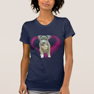 Camiseta azul del perrito del pitbull