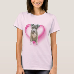 Camiseta azul del perrito del pitbull