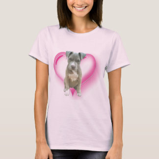 Camiseta azul del perrito del pitbull