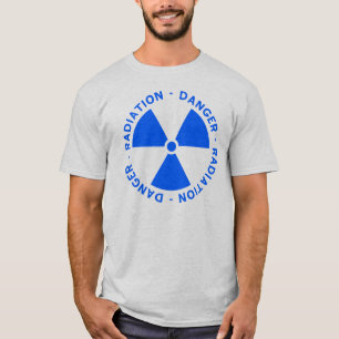 Camiseta azul del símbolo de la radiación