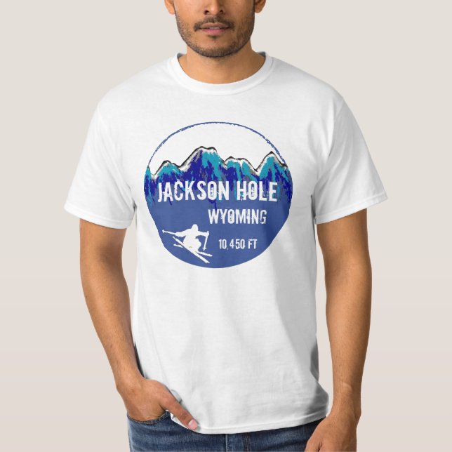 Camiseta azul del valor del arte del esquí de (Anverso)