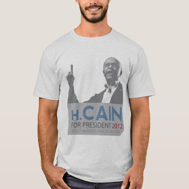 Camiseta Azul Democratic de la plantación de Herman Caín (Anverso)