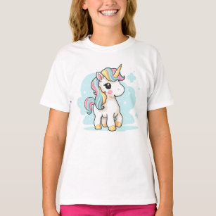 Camiseta azul dulce de unicornio