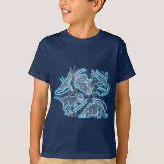 Camiseta azul eléctrica del dinosaurio