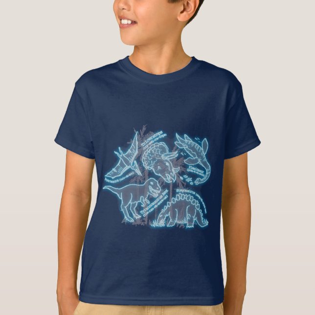 Camiseta azul eléctrica del dinosaurio (Anverso)