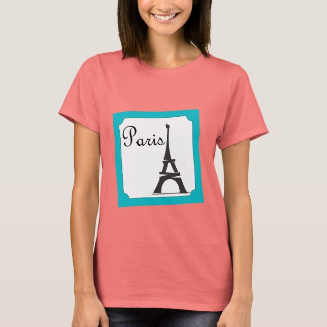 Camiseta Azul estampado de París (Anverso)