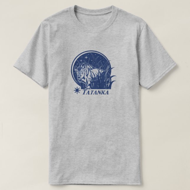 Camiseta Azul Estrella-Americano del búfalo/del bisonte de (Diseño del anverso)