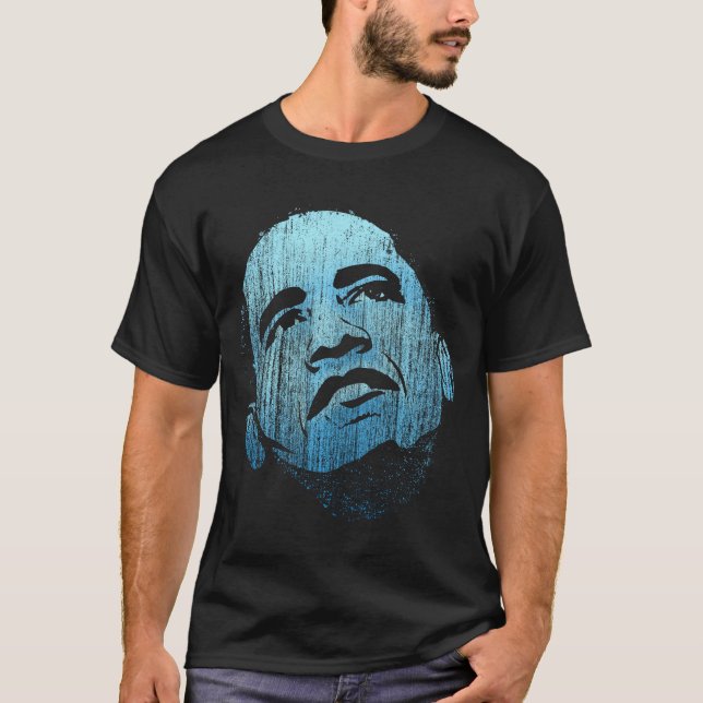 Camiseta azul fresca de Barack Obama del vintage (Anverso)