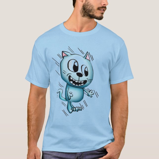 Camiseta Azul gato personalizado (Anverso)