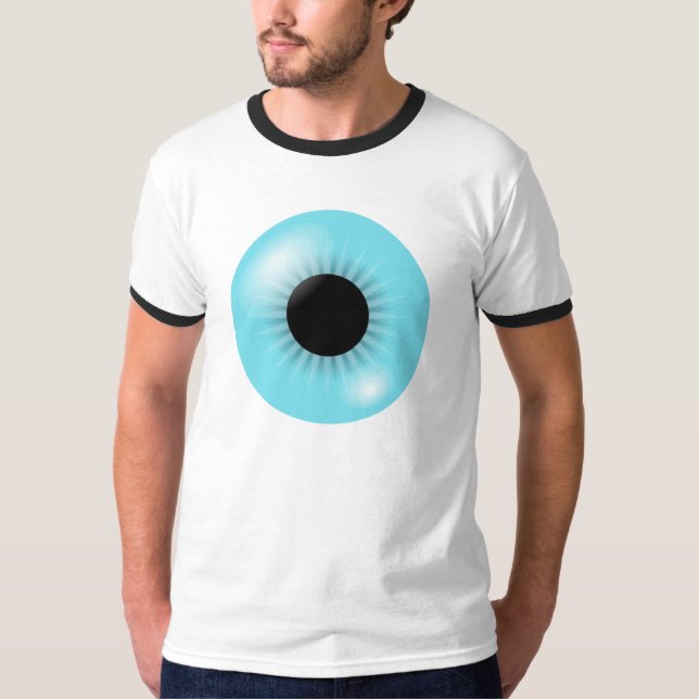 Camiseta azul grande del globo del ojo (Anverso)