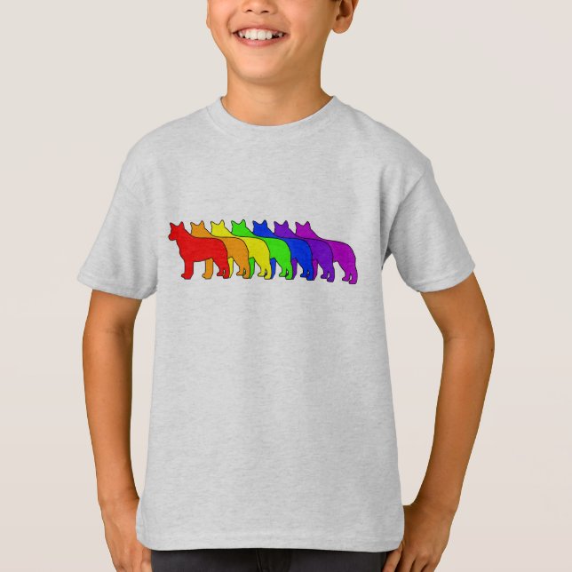 Camiseta Azul Heeler del arco iris (Anverso)