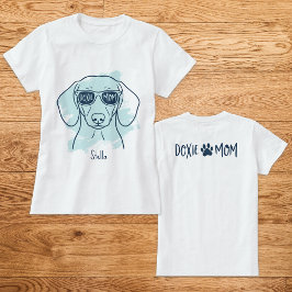 Camiseta azul hielo Doxie Mom con nombre personali