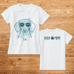 Camiseta azul hielo Doxie Mom con nombre personali