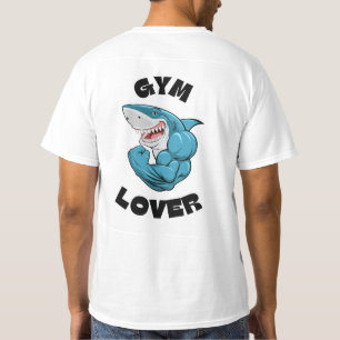 Camiseta Azul Ilustración de tiburón Gimnasio Lover Camiset
