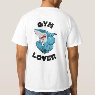 Camiseta Azul Ilustración de tiburón Gimnasio Lover Camiset