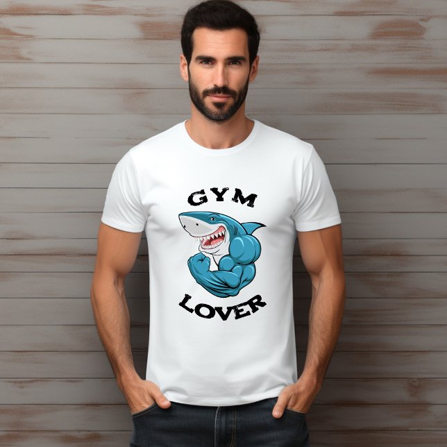 Camiseta Azul Ilustración de tiburón Gimnasio Lover Camiset (Subido por el creador)