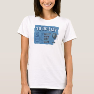 Camiseta Azul Impactante CAFE LUEGO VINO Moda Arte