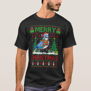 Camiseta Azul Jay Bird Xmas Tree Ugly Santa Blue Jay Chris