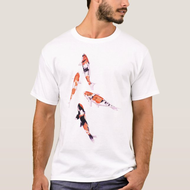 Camiseta azul Koi flotante (Anverso)