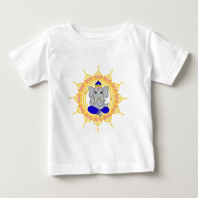Camiseta azul linda del niño de Ganesha (Anverso)